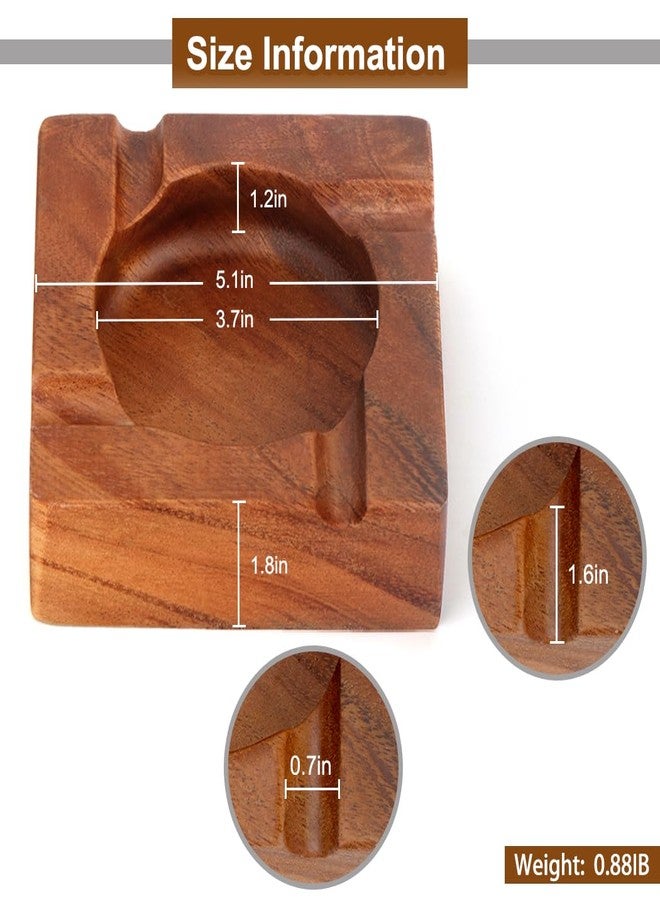 GESPERT Wooden Cigar Ashtray, 5.4" Square Ash Tray with 4 Slots Holder, Outdoor & Indoor Use, Modern Table Cigar Accessories for Men, Home Decor - Image 3